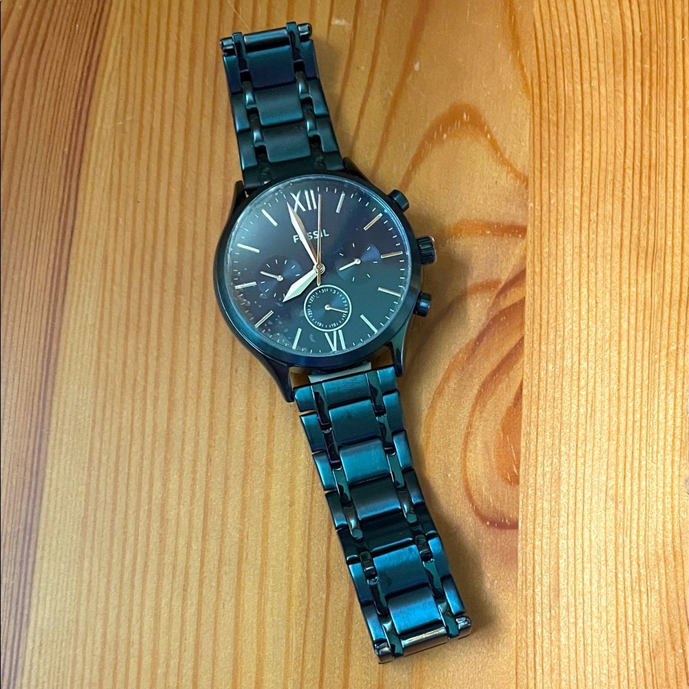 Fossil Men's Fenmore Multifunction Blue Steel Bracelet Chronograph Watch 44mm